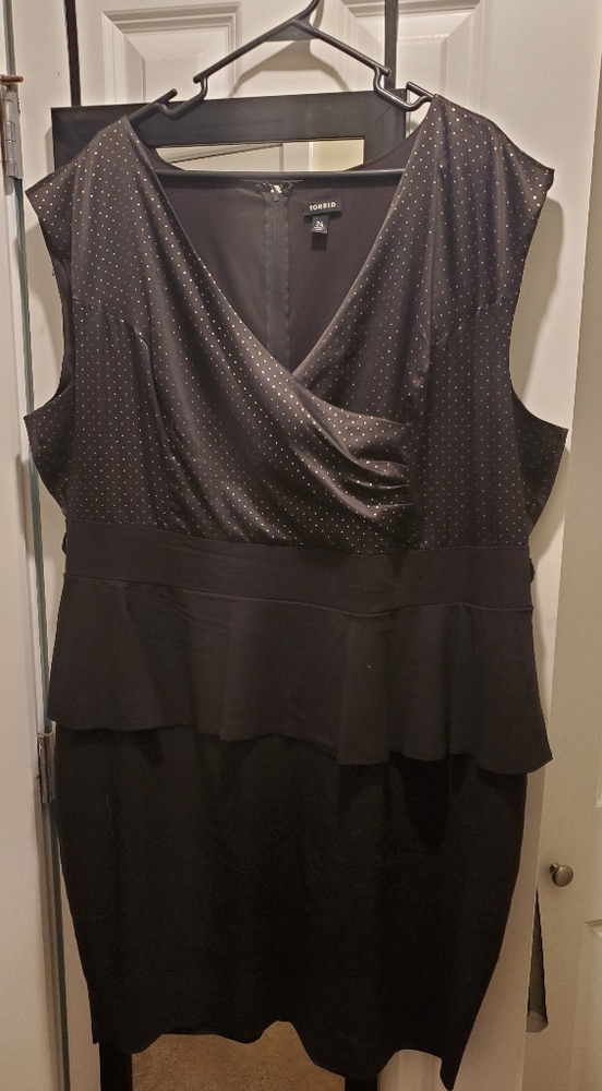 Torrid Black and Gold Peplum Wiggle Dress